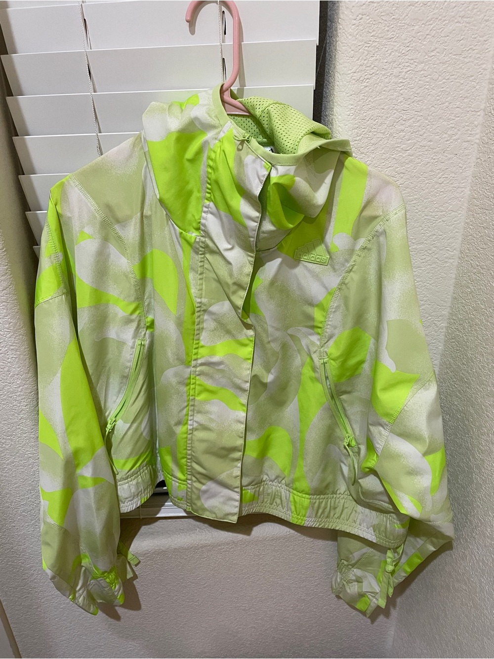 Adidas Neon Yellow-White Women's Windbreaker Jacket Size S